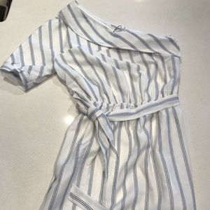 NWT - Aftermrkt white and blue striped dress